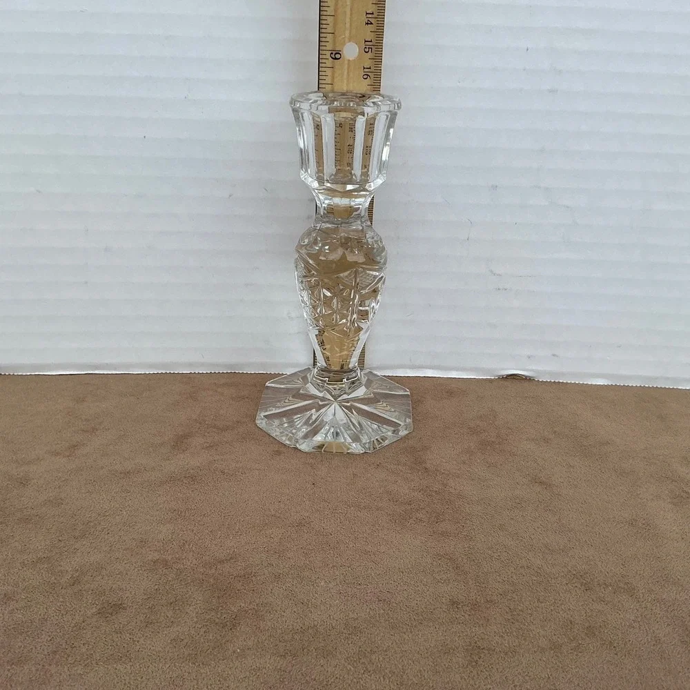 Vintage Cut Crystal Glass Décor BundleVase & Candle Holders Set, Elegant Display